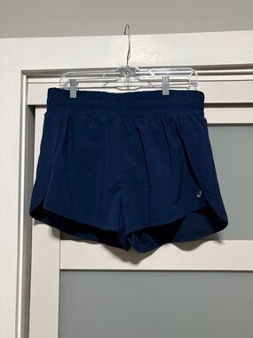 Ladies ASICS Running Athletic Shorts Lined Navy sz Large EUC